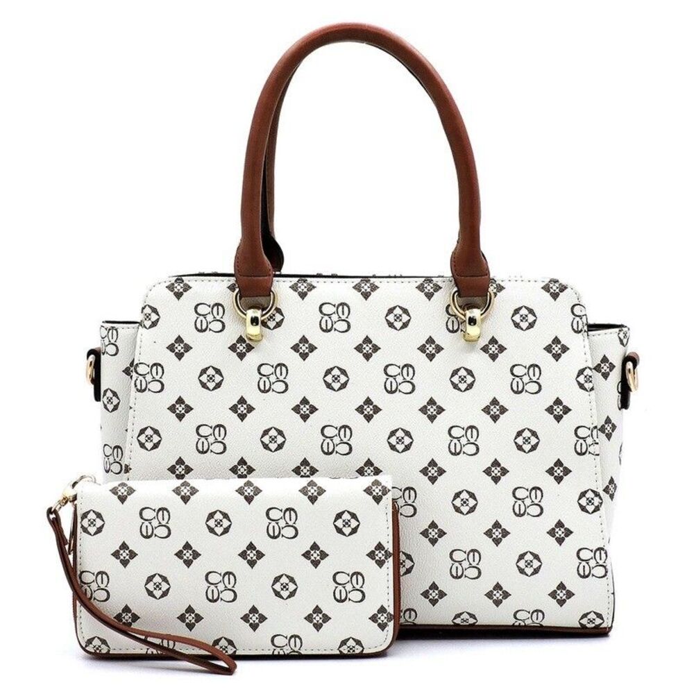Designer Monogram Women Tote Purses Medium Handbags Ladies Shoulder Bags 2PC Set